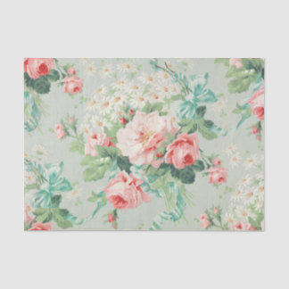 Vintage Floral Pattern of Pinks Aquamarine Blues Tissue Paper