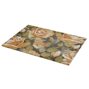 Vintage Floral pattern of yellow roses Cutting Board