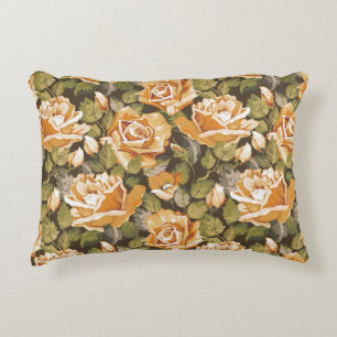 Vintage Floral pattern of yellow roses Decorative Cushion