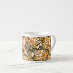 Vintage Floral pattern of yellow roses Espresso Cup