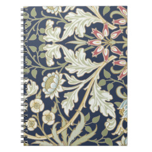 Vintage Floral Pattern on Blue Notebook