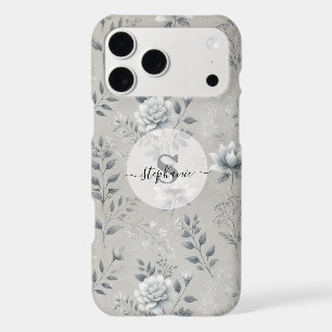 Vintage Floral Pattern on Rustic Grey Background