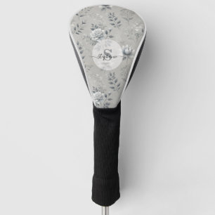 Vintage Floral Pattern on Rustic Grey Background Golf Head Cover