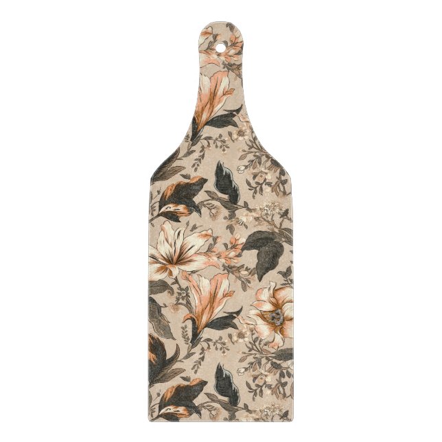 Vintage Floral Pattern Paddle Cutting Board (Front)