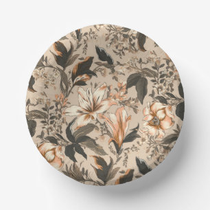 Vintage Floral Pattern Paper Bowls Plate