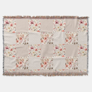 Vintage floral pattern patchwork throw blanket