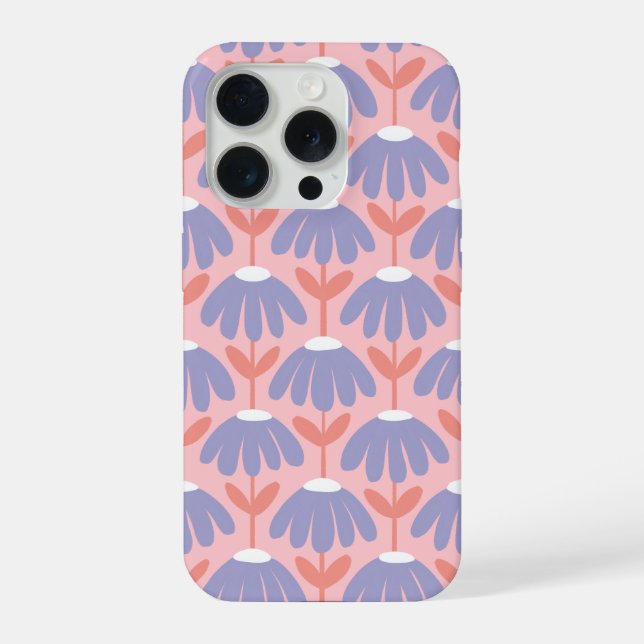 Vintage Floral Pattern Pink & Blue iPhone Case (Back)