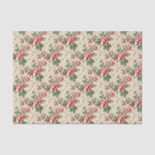 Vintage Floral Pattern Roses Tissue Paper