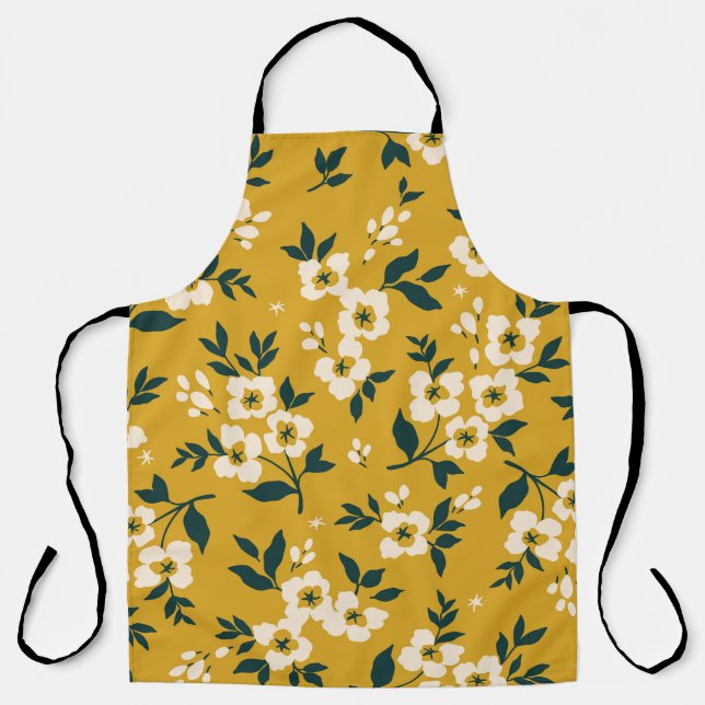 Vintage floral pattern, small white flowers. apron (Front)