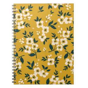 Vintage floral pattern, small white flowers. notebook