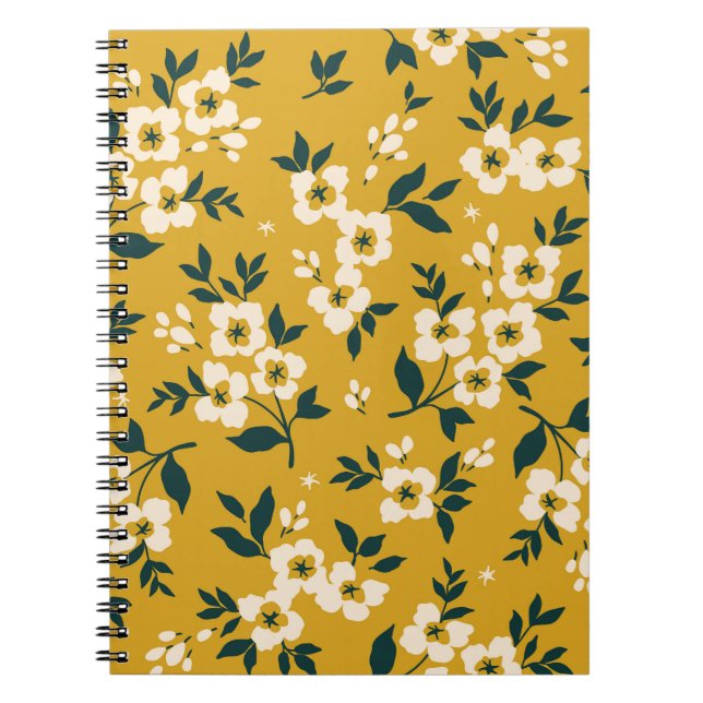 Vintage floral pattern, small white flowers. notebook (Front)