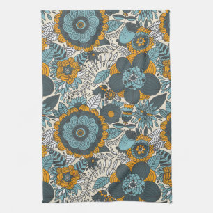 Vintage floral pattern tea towel