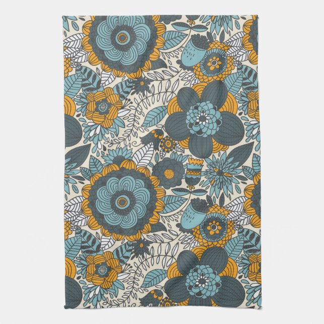 Vintage floral pattern tea towel (Vertical)