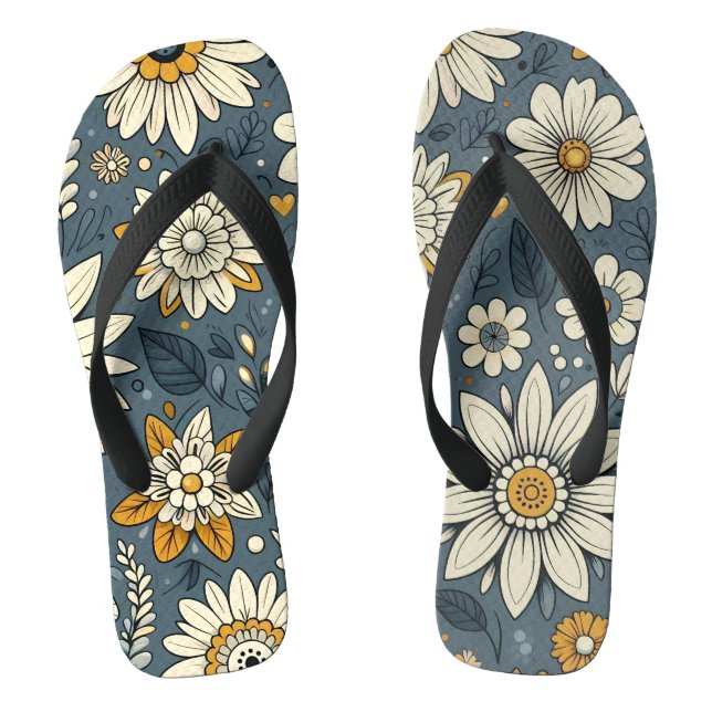 Vintage Floral Pattern Thongs (Footbed)