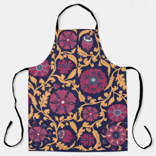 Vintage floral pattern. Uzbek suzani national orna Apron