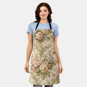 Vintage Floral Pattern Wallpaper Apron