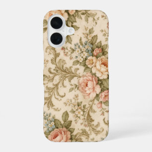 Vintage Floral Pattern Wallpaper iPhone 16 Case