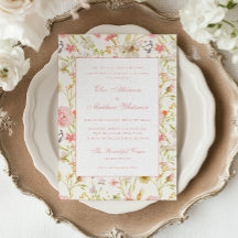 Vintage Floral Pattern Wedding Invitation