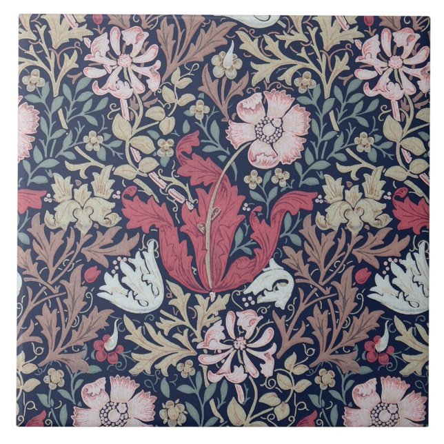 Vintage Floral Pattern, William Morris Ceramic Tile (Front)
