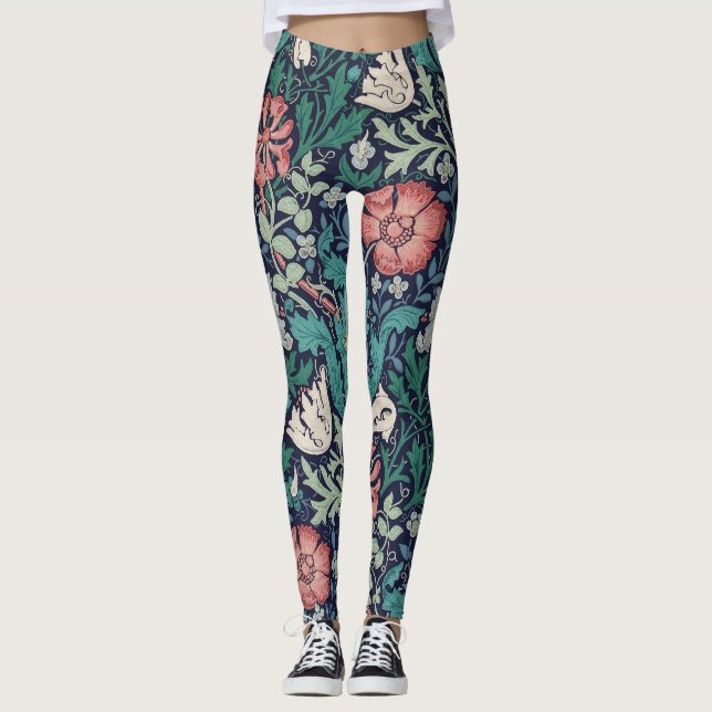 Vintage Floral Pattern, William Morris Leggings (Front)