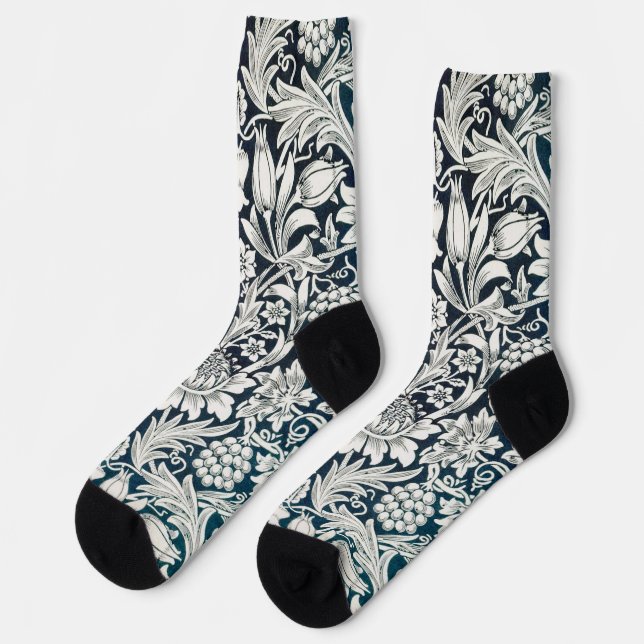 Vintage Floral Pattern, William Morris Socks (Left)