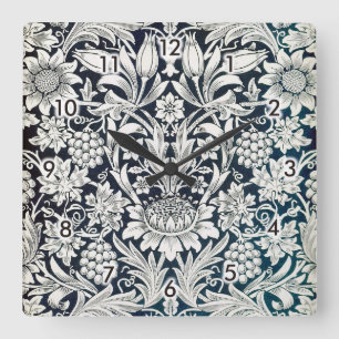 Vintage Floral Pattern, William Morris Square Wall Clock