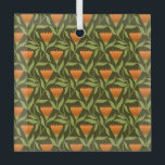 Vintage Floral Pattern with Orange Tulips  Glass Tree Decoration<br><div class="desc">Seamless floral pattern features stylized orange tulips with green leaves on a dark background. The design is symmetrical and evokes a vintage feel.</div>