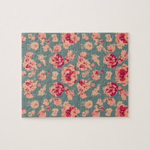 Vintage Floral Pattern With Pastel Colours Flowers Jigsaw Puzzle