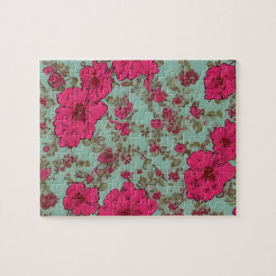Vintage Floral Pattern With Pastel Colours Flowers Jigsaw Puzzle