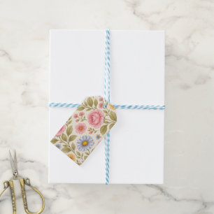 Vintage Floral Pattern with Roses and Daisies Gift Tags