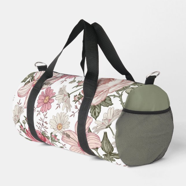 Vintage Floral Pattern with Roses Duffle Bag (Right Corner)
