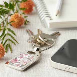 Vintage Floral Pattern with Roses Key Ring