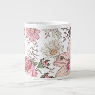 Vintage Floral Pattern with Roses Large Coffee Mug