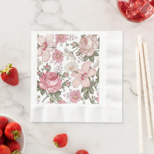 Vintage Floral Pattern with Roses Napkin