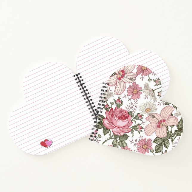 Vintage Floral Pattern with Roses Notebook (Inside)