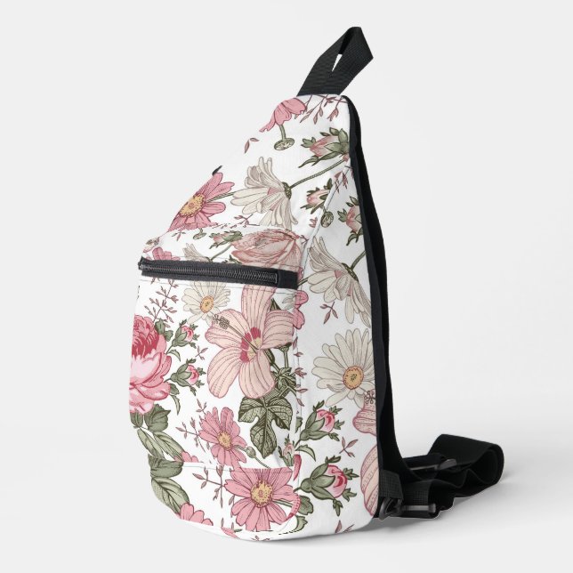 Vintage Floral Pattern with Roses Sling Bag (Right Corner)