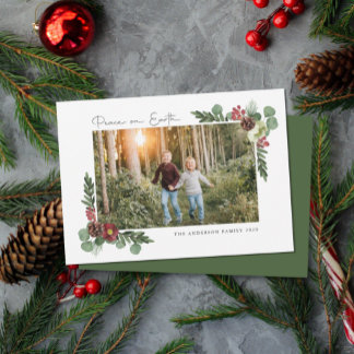 Vintage Floral Peace Photo Card