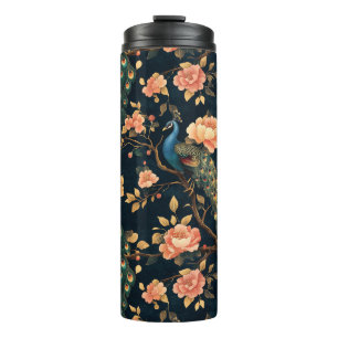 Vintage Floral Peacock Pattern Thermal Tumbler