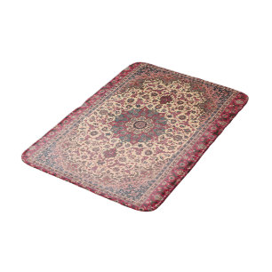 Vintage Floral Persian Carpet Pattern Bath Mat