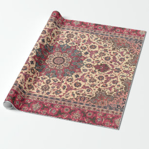 Vintage Floral Persian Carpet Pattern Wrapping Paper