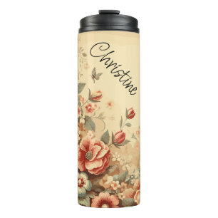 Vintage Floral Personalise Name Thermal Tumbler