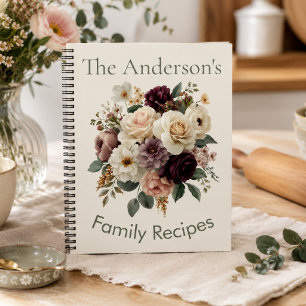 Vintage Floral Personalised Family Name Recipe Notebook