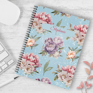 Vintage Floral Personalised Peony Pattern Notebook