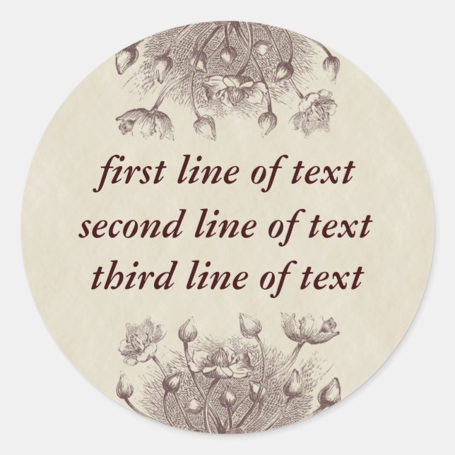Vintage Floral Personalised Sticker (Front)
