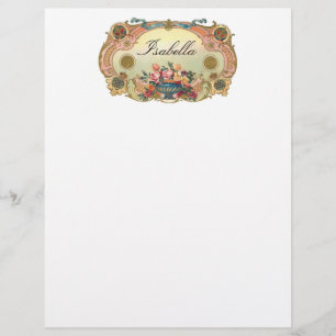 Vintage Floral Personelized Letterhead Stationery