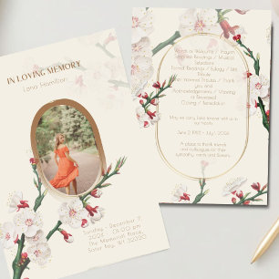 Vintage Floral Photo Funeral Program