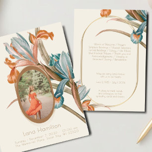 Vintage Floral Photo Funeral Program