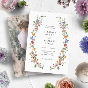 Vintage Floral Photo Wedding Invitation