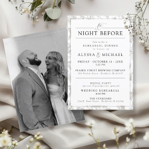 Vintage Floral Photo Wedding Rehearsal Invitation