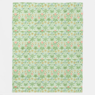 Vintage Floral Pink Blue William Morris Daisy Fleece Blanket